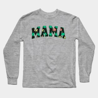 Mama Varsity Lucky Shamrock Irish Saint Patrick's Day Long Sleeve T-Shirt